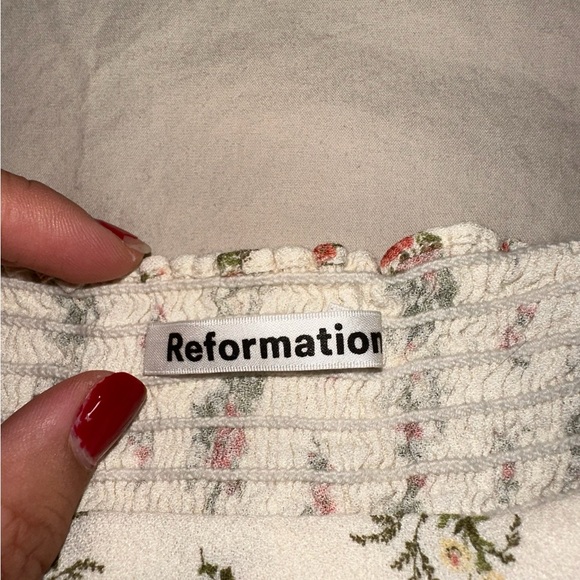Reformation Tie Sleeve Square Neck Top Floral - Picture 2 of 2